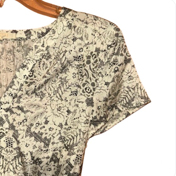 Tulle by Anthro Women’s Medium White & Black Floral Tie Cinch Waist Mini Dress - Picture 6 of 13